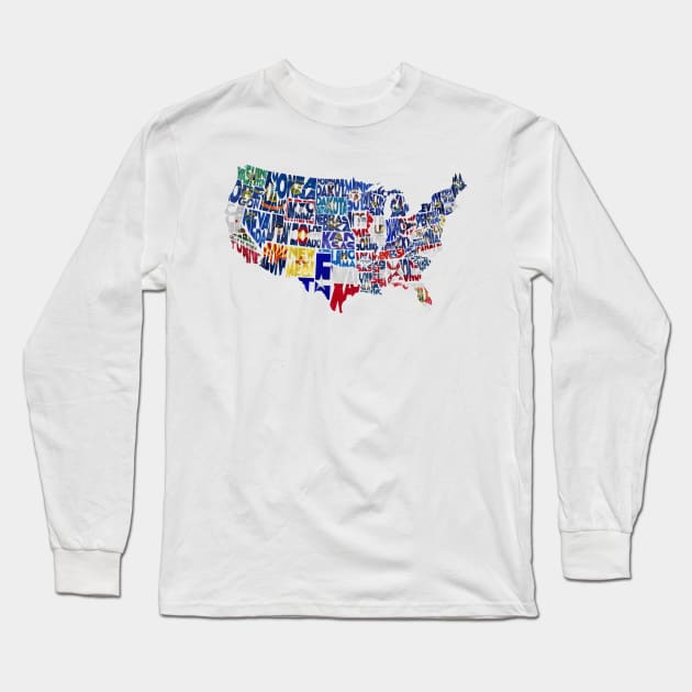 Flag Map of States Long Sleeve T-Shirt by inspirowl